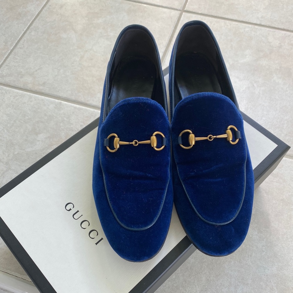 Blue Velvet Gucci Loafer